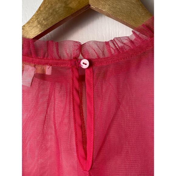 Flying Tomato The Posh Barbie Pink Tulle Coquette Blouse Women's Size Medium - Picture 6 of 9
